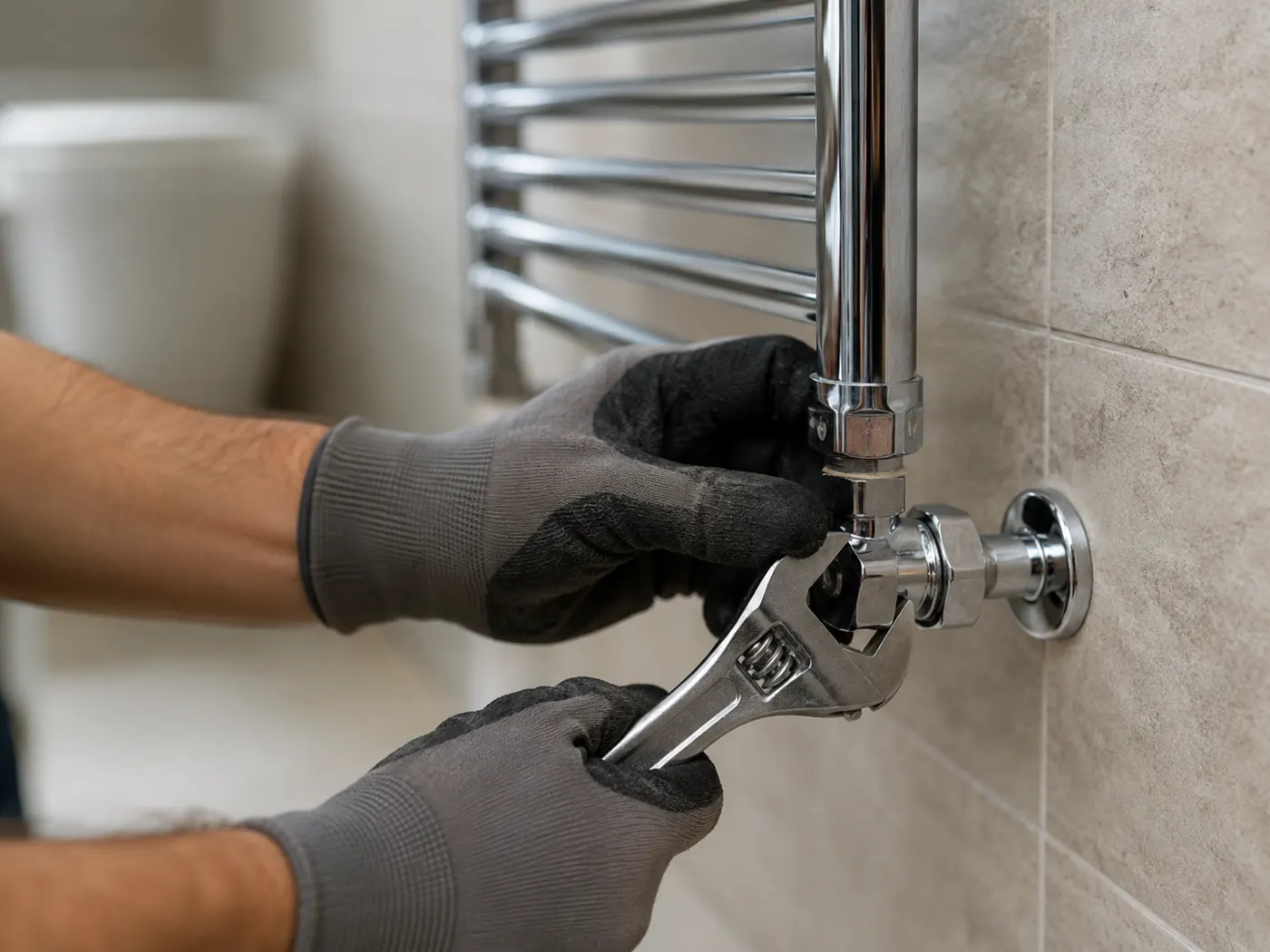 Radiator valve and heating pipework being replaced in a Greater Manchester home